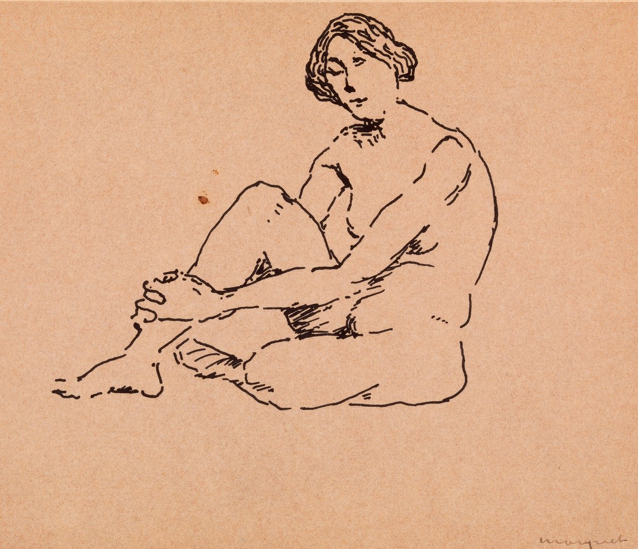 Nøgen siddende (pen og blæk på papir) af Albert Marquet