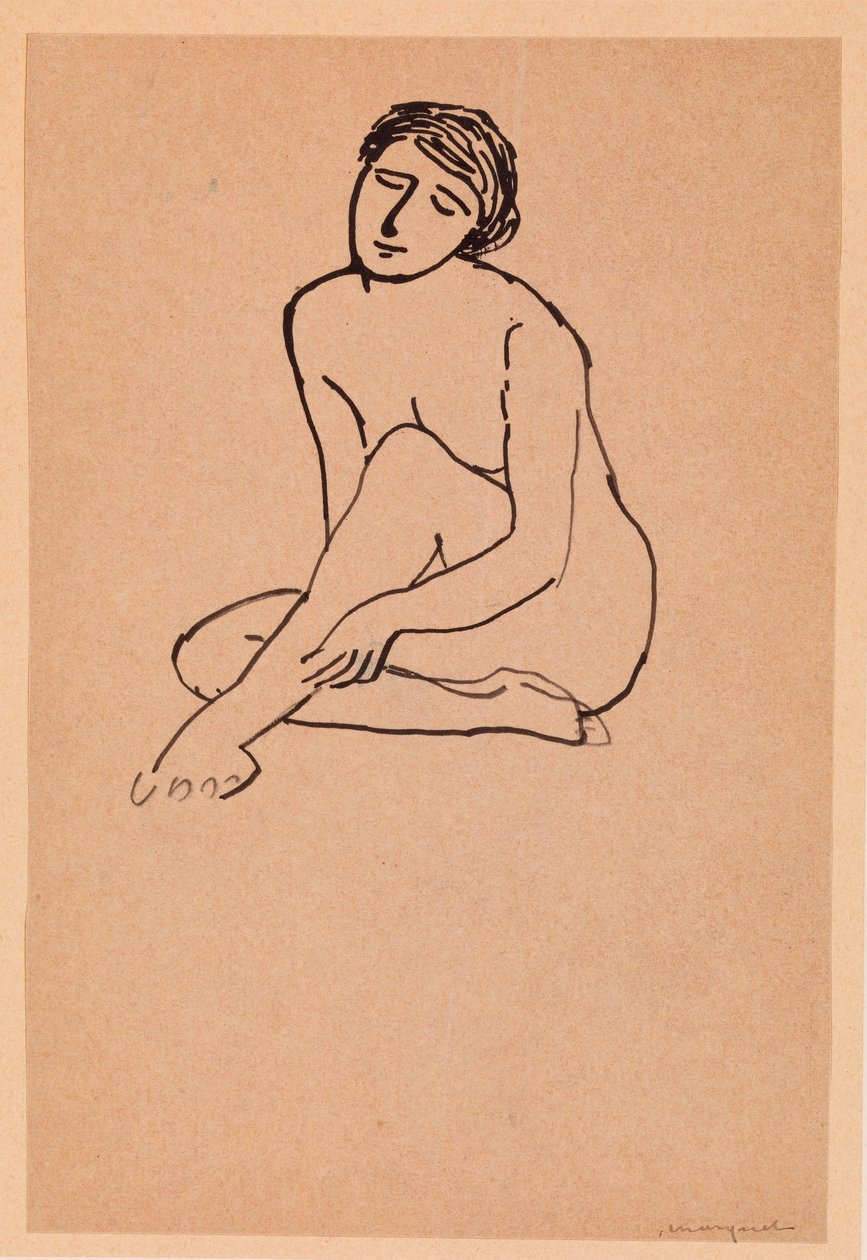 Nøgen kvinde sidder (pen og blæk på papir) af Albert Marquet