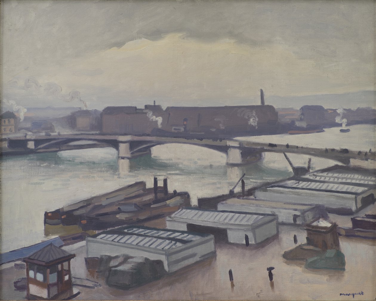 Quai de Paris ved Rouen. Regnvejr af Albert Marquet