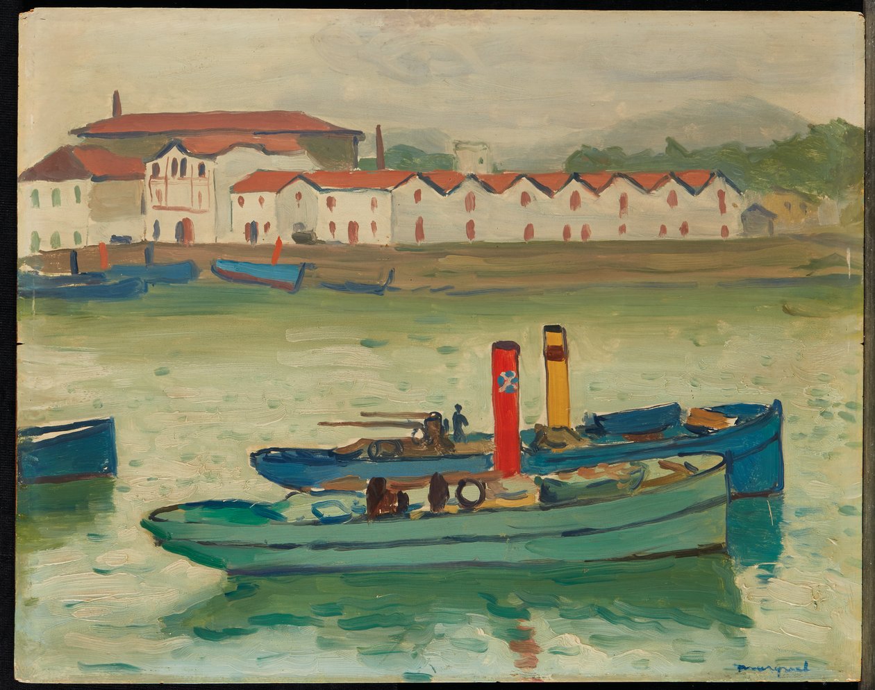 Saint-Jean-de-Luz, Fiskerbåd (olie på panel) af Albert Marquet