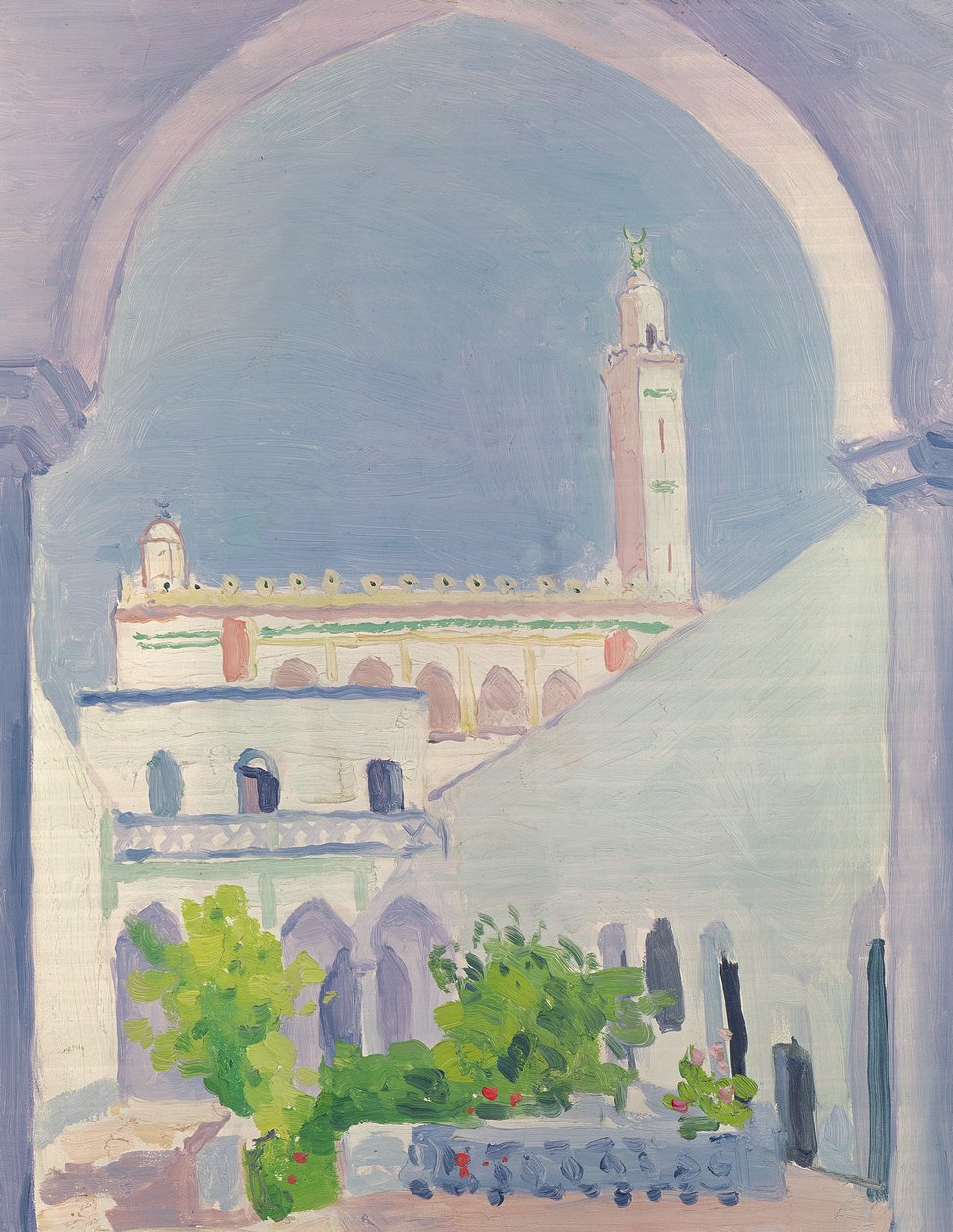 Laghouat-moskeen, ca. 1939 (olie på træpanel) af Albert Marquet