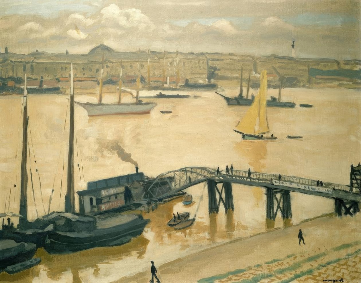Havnen i Bordeaux. Olie på lærred af Albert Marquet