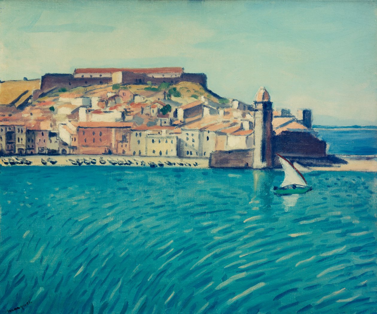 Udsigt over havnen i Collioure (olie på lærred) af Albert Marquet