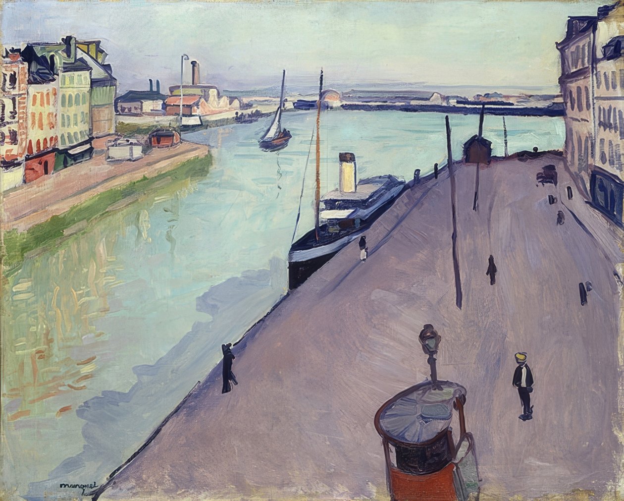 Udsigt over havnen i Le Havre (Le quai de Notre-Dame). Um 1911 af Albert Marquet