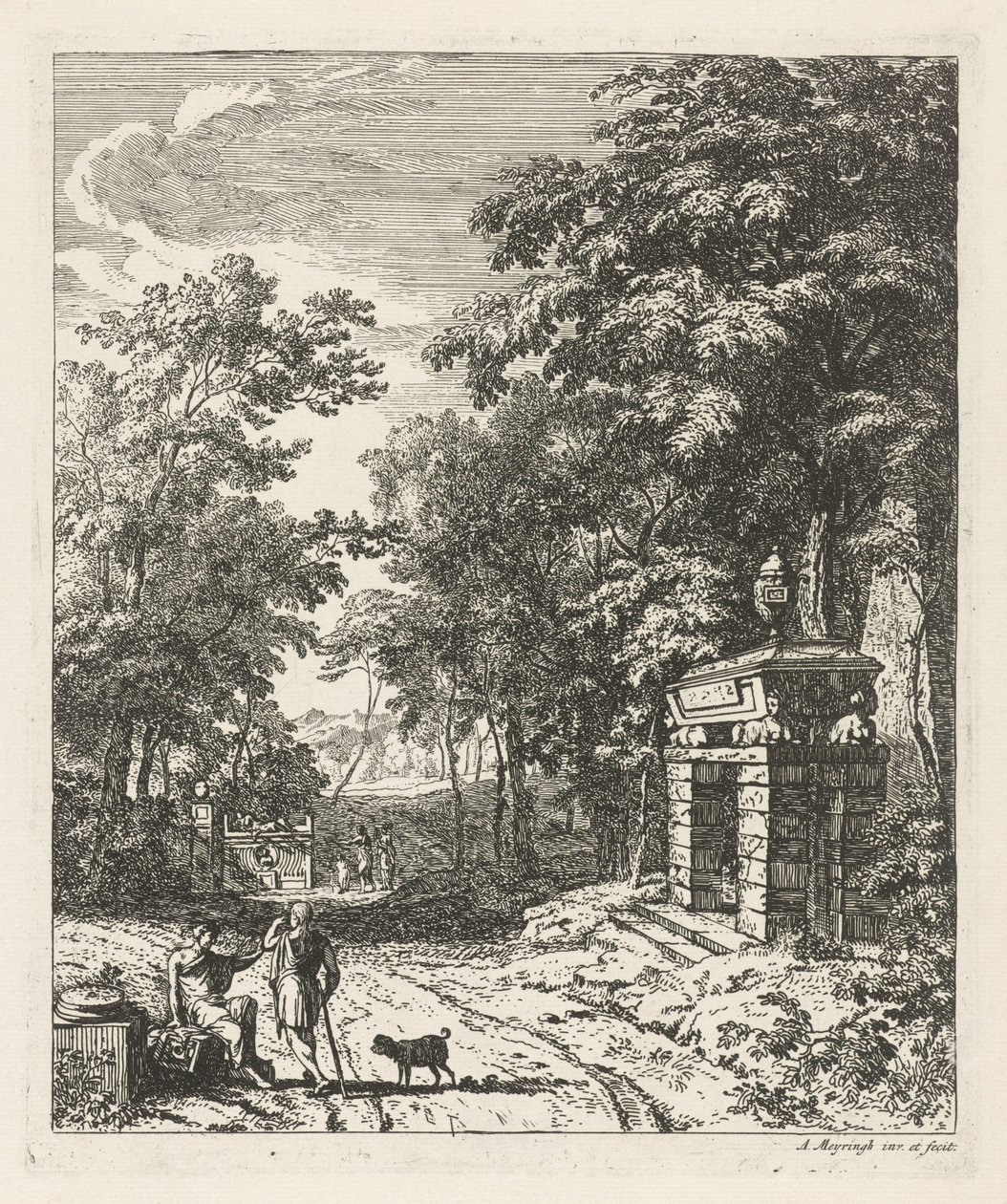 To personer ved et gravmonument Landskaber (serietitel) af Albert Meyering