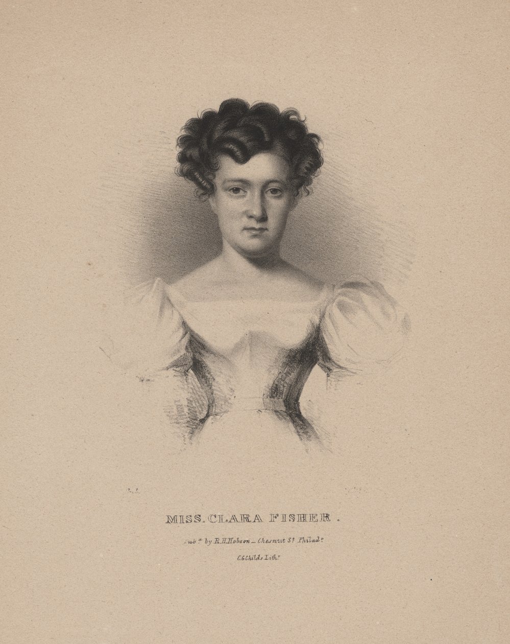 Miss Clara Fisher, litho af C.G. Børn, 1830 af Albert Newsam