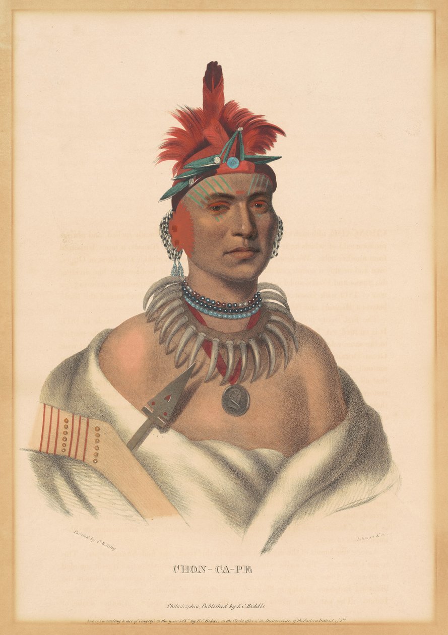 Chon-Ca-Pe af Albert Newsam, after Henry Inman, after Charles Bird King