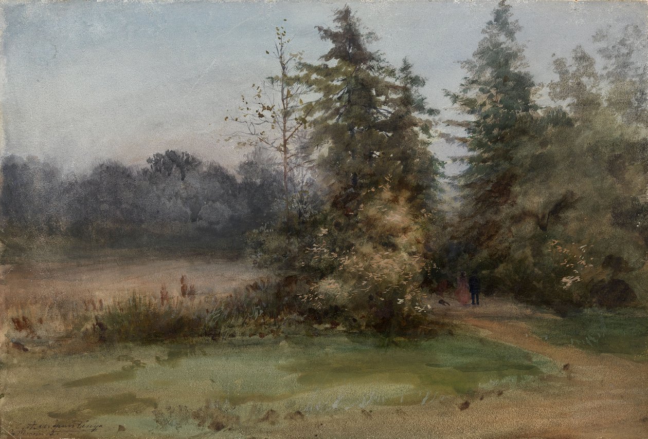 Landskab med to figurer af Albert Nikolaevich Benois