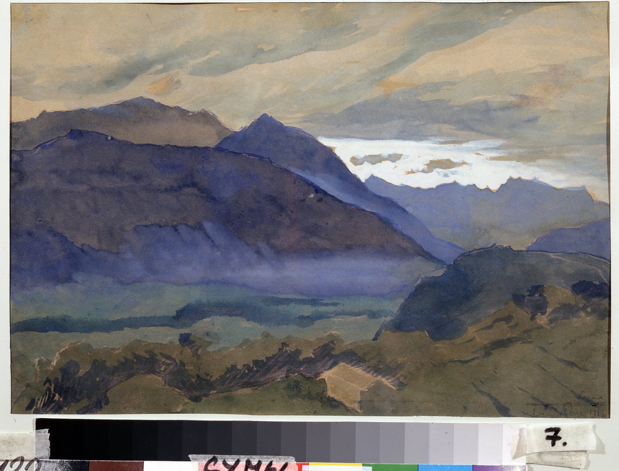 Lugano (Schweiz) (Lugano). Tegning af Alexander Nikolayevich Benois (1870-1960). Akvarel på papir, 30,2 x 47 cm af Albert Nikolayevich Benois