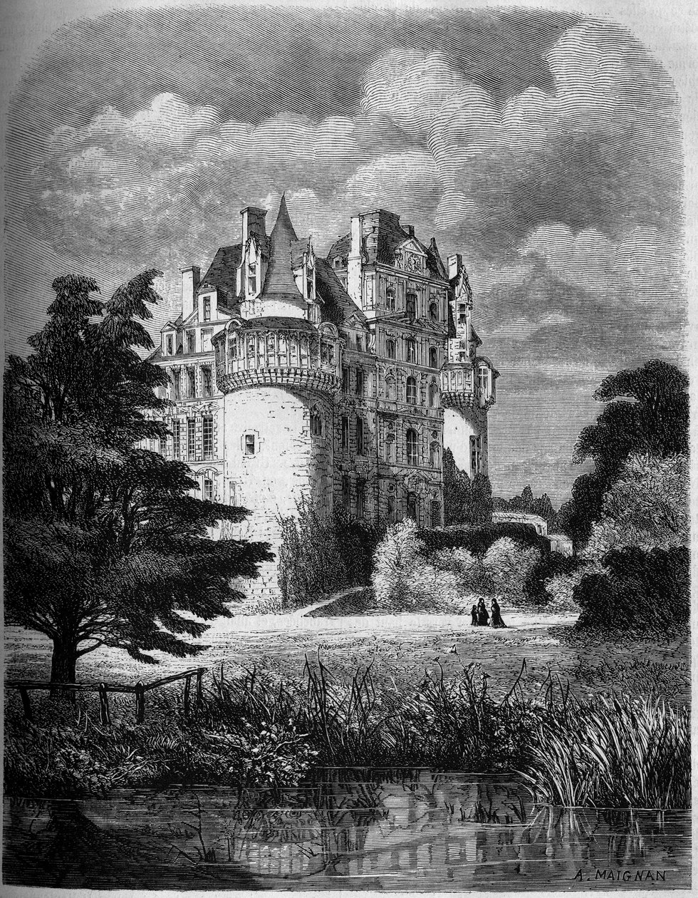 Chateau de la Loire: udvendig udsigt over Chateau de Brissac (renæssancearkitektur af Albert Pierre Rene Maignan