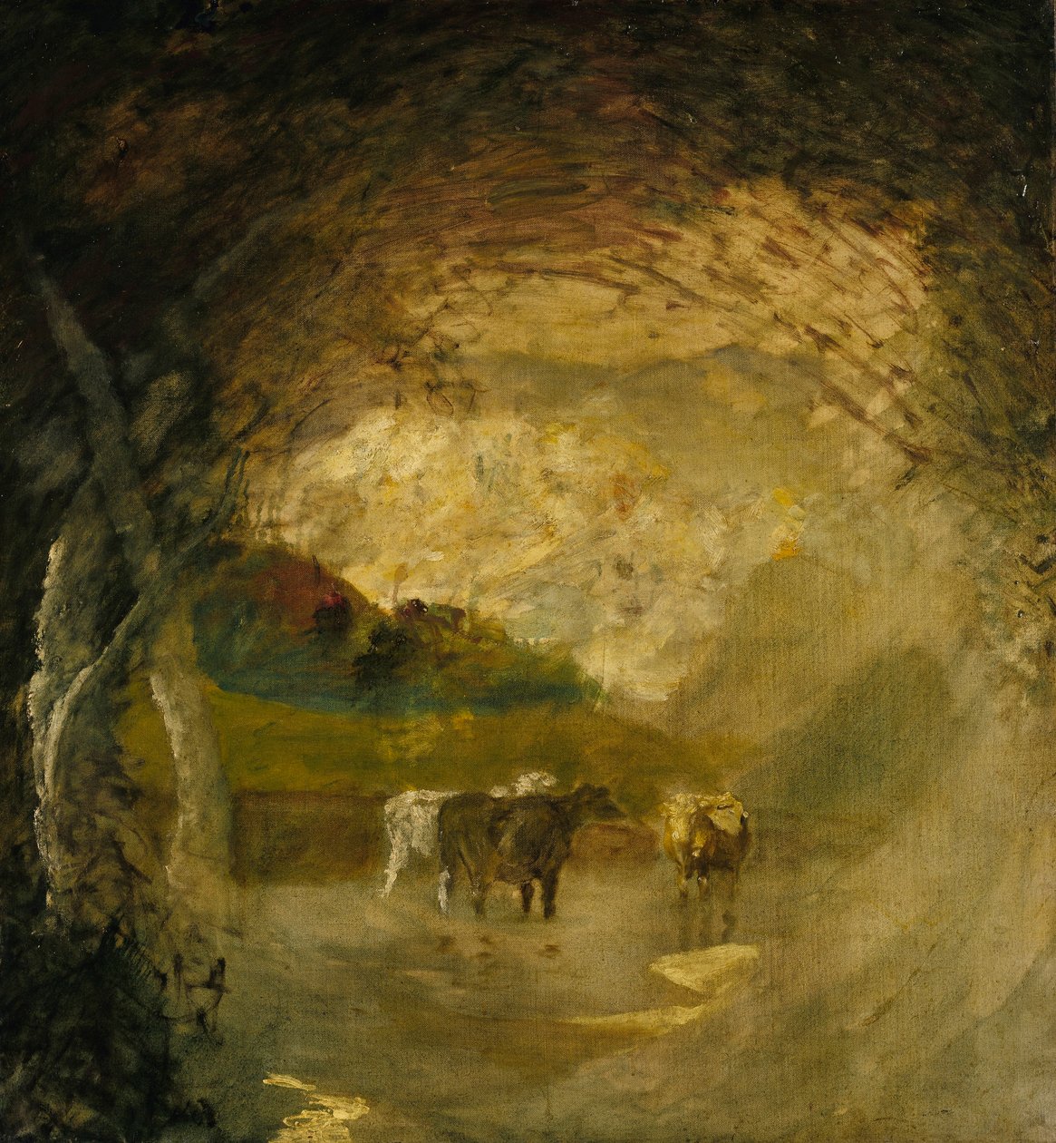 Landskab med træer og kvæg af Albert Pinkham Ryder