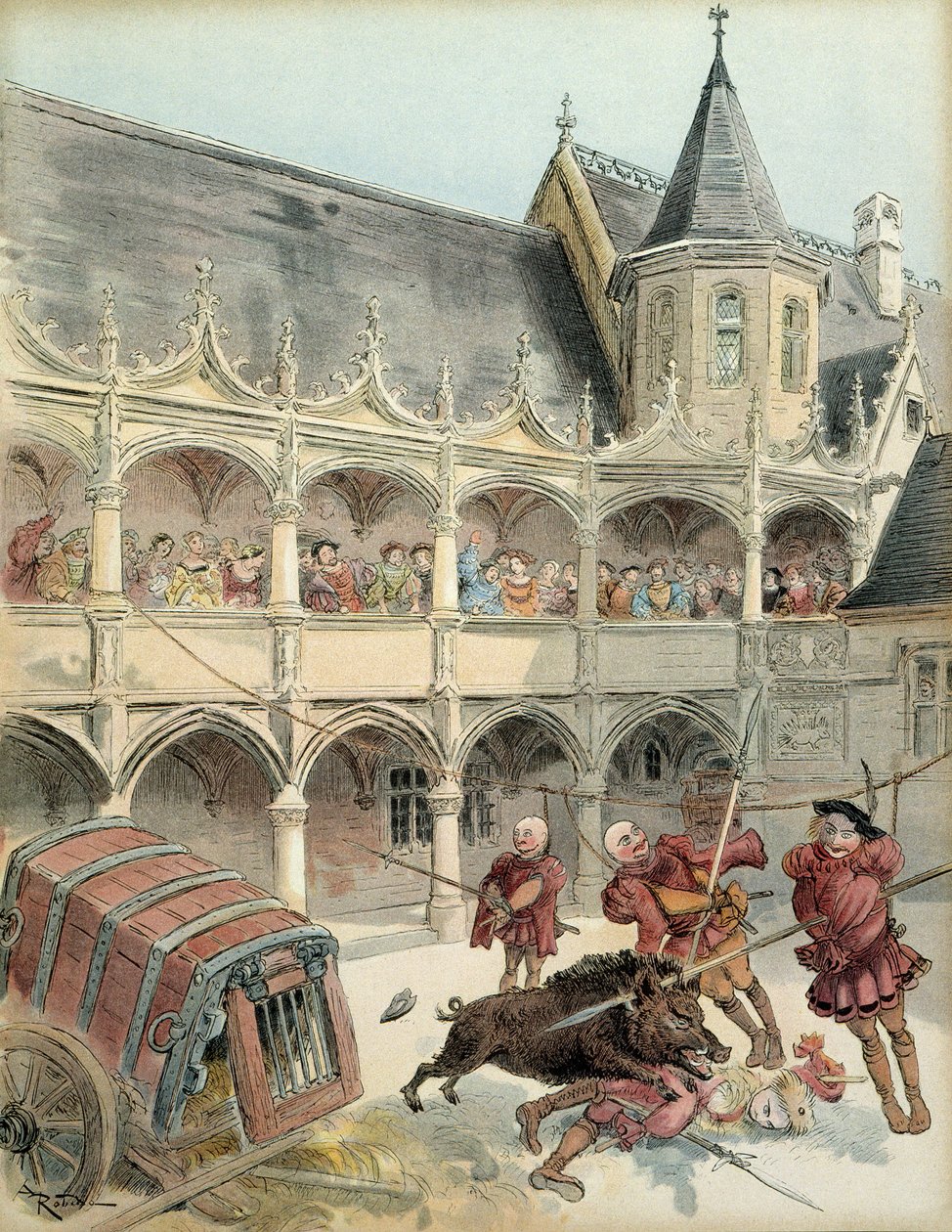 Amboises orne. Under fejringer efter fremtiden for kong Francois I (1494-1547) i 1515, nedrev en løs orne i gården til Chateau d
