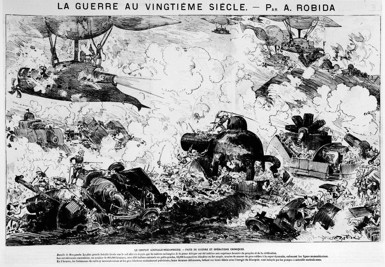 Forventning: Slaget ved Mazayamba: den australsk-mozambikanske konflikt, krigsførelse og kemiske operationer - i "Krigen i det 20. århundrede"" af A. Robida af Albert Robida