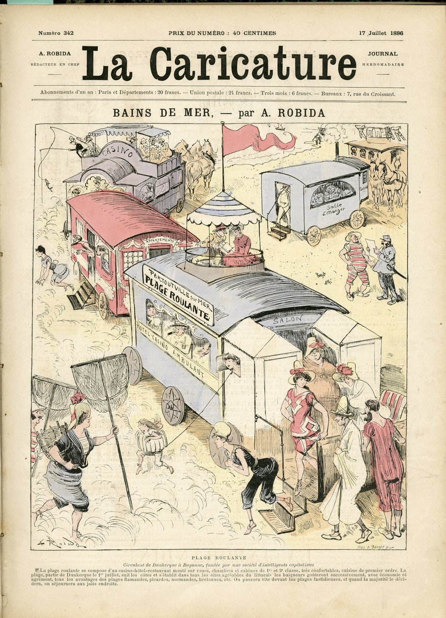 Illustration af Albert Robida (1848-1926) til forsiden af La Caricature (1880) af Albert Robida
