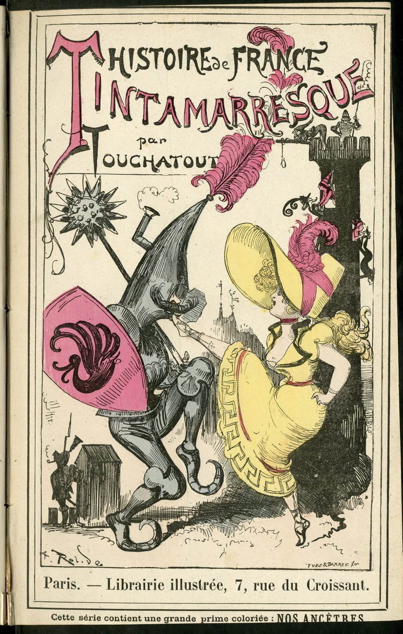Illustration af Albert Robida (1848-1926) i Histoire de France tintamarresque, ca. 1880 - Historie, Dans af Albert Robida