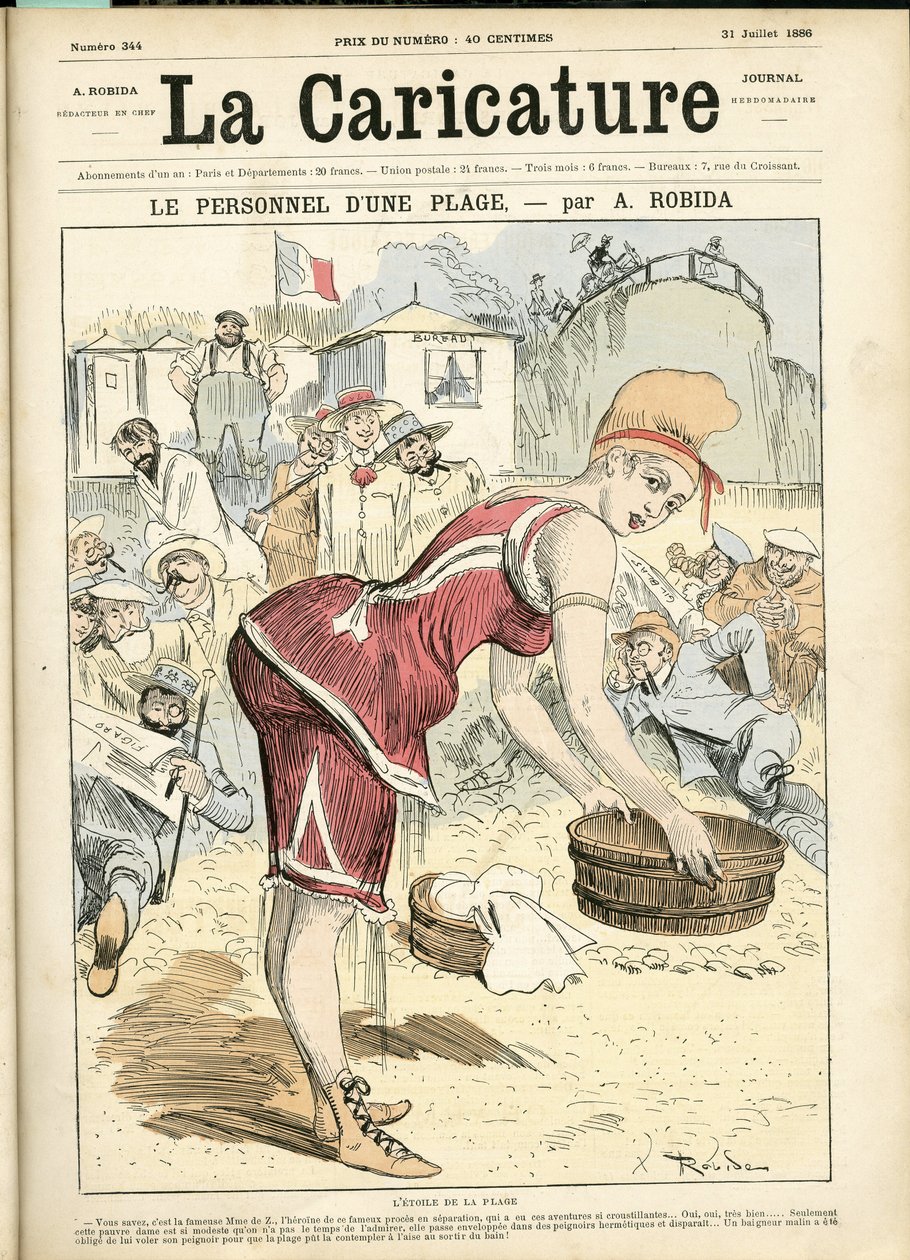 Illustration af Albert Robida (1848-1926) til tæppet af La Caricature (1880) af Albert Robida