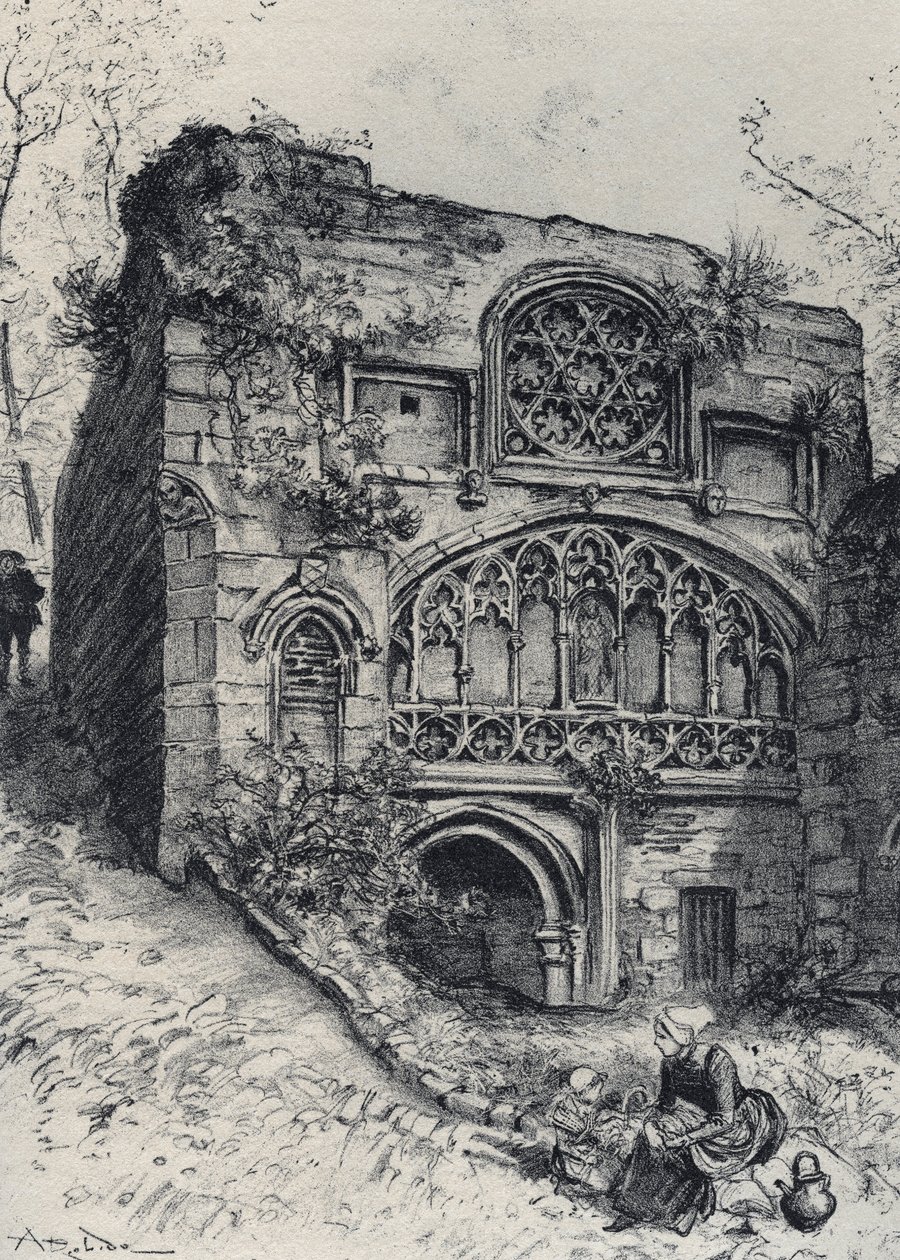 La fontaine des carmelites in morlaix - Det gamle Frankrig - Bretagne - tekst, tegninger og litografier, af Albert Robida (1848-1926) udateret slutningen af ​​1800-tallet af Albert Robida