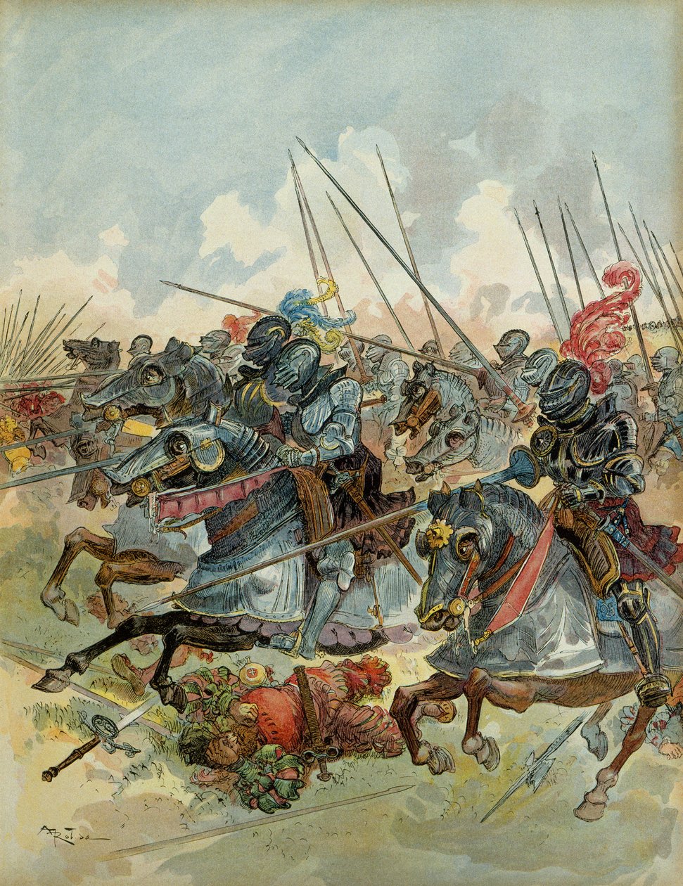 Sjette italienske krig (1521-1526): Slaget ved Pavia (Italien), 24. februar af Albert Robida