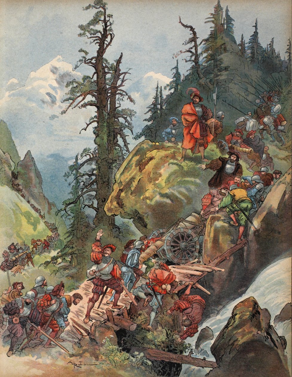 Krydsningen af Alperne, illustration fra 