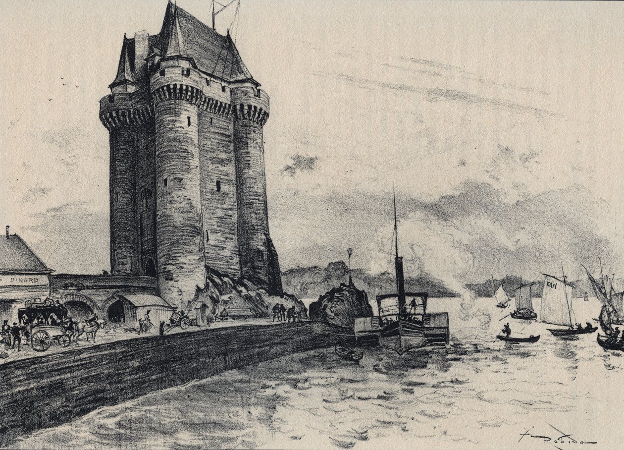 Tårnet Solidor befæster i Saint-Malo, distriktet Saint-Servan - Det gamle Frankrig - Bretagne - tekst, tegninger og litografier, af Albert Robida (1848-1926). af Albert Robida