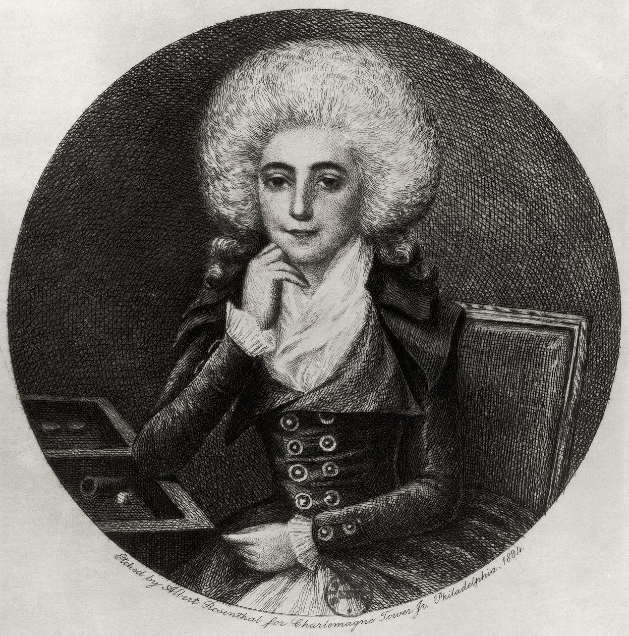 Portræt af Marie-Madeleine Pioche de La Vergne (kobberstik) af Albert Rosenthal
