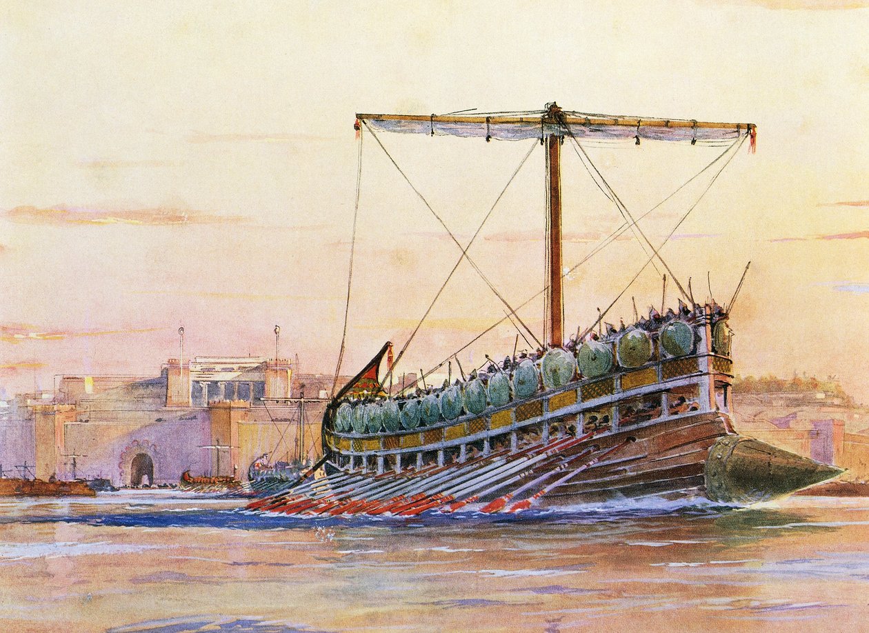 Assyrisk galej, akvarel af Albert Sebille (1874-1953) af Albert Sébille