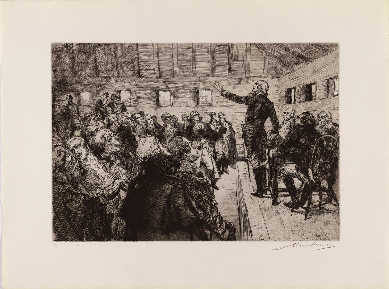 Washington forhindrer et militært diktatur (fra mappen "The Bicentennial Pageant of George Washington") af Albert Sterner