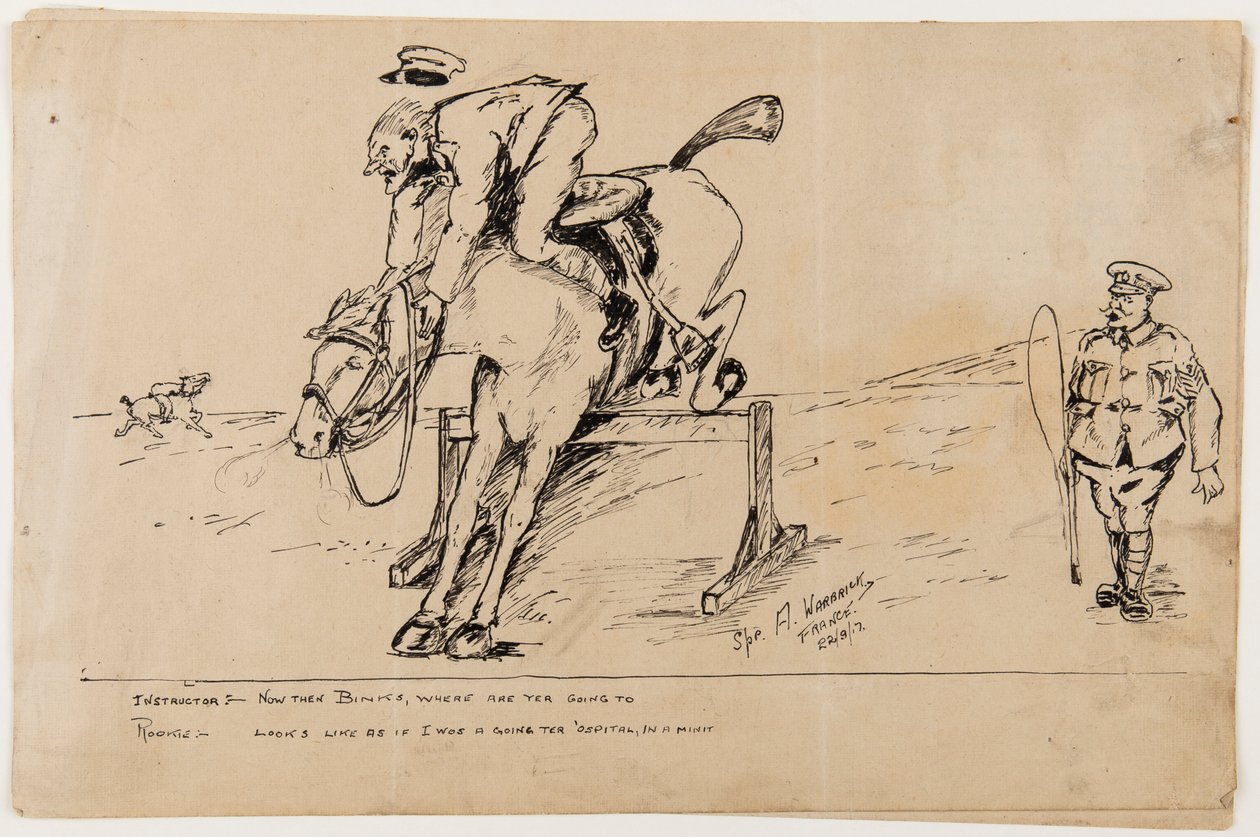 WWI tegneserie, 22. september 1917 (pen og blæk på papir) af Albert Warbrick