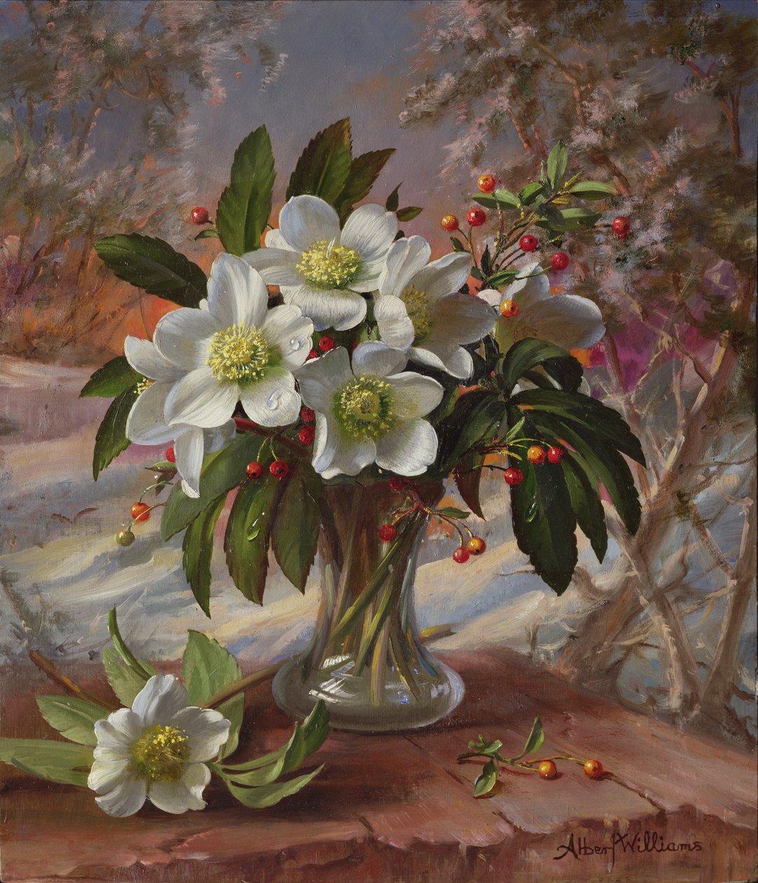 A296 Blomster i en vinterglød (panel) af Albert Williams