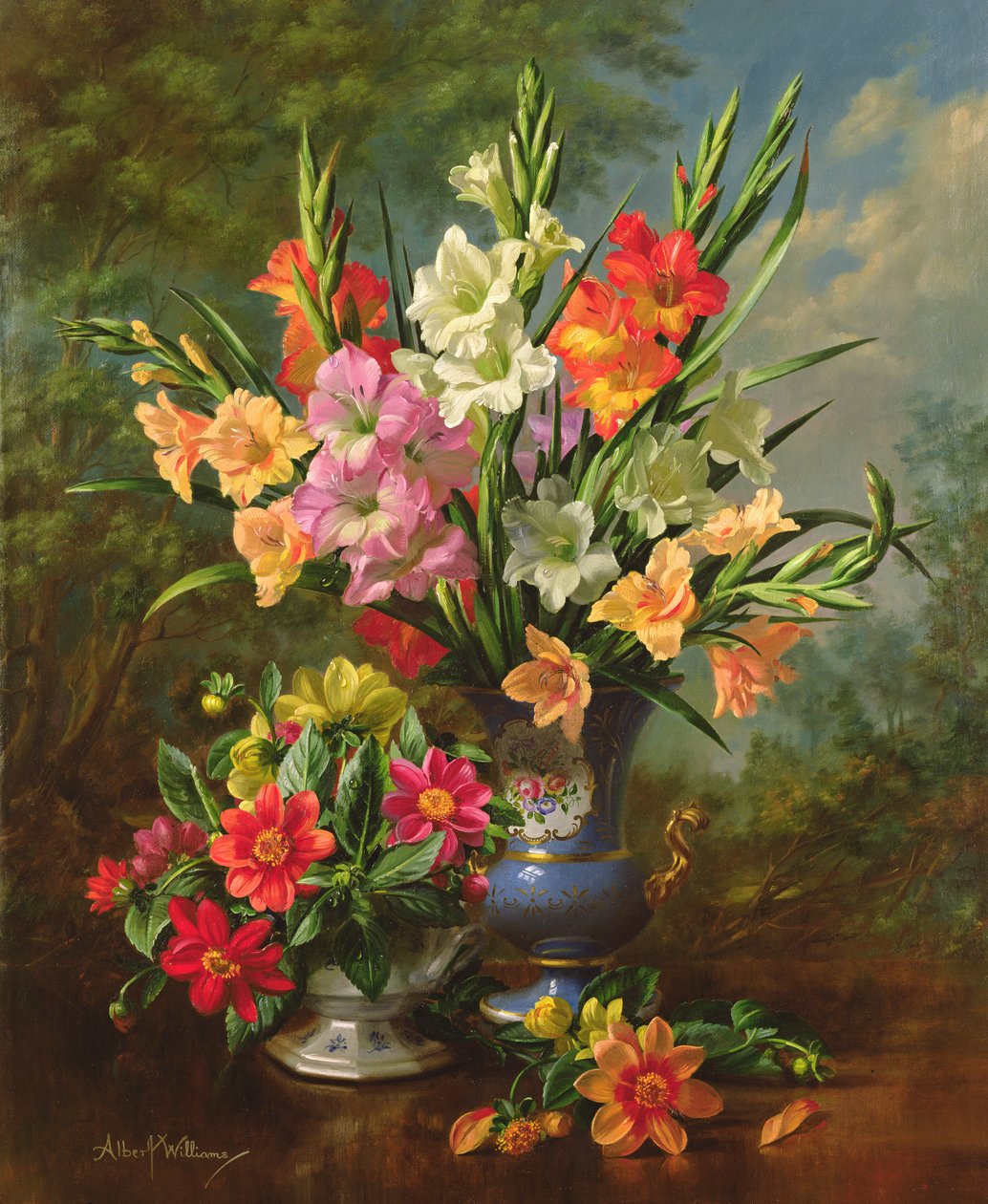 AB1062B Gladioler og Dahliaer af Albert Williams