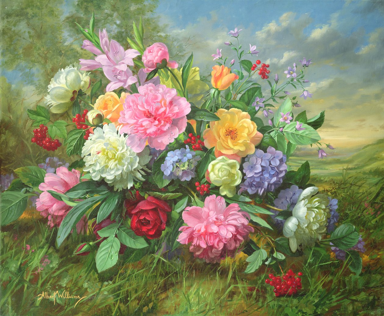AB18 Pæoner og hortensia af Albert Williams