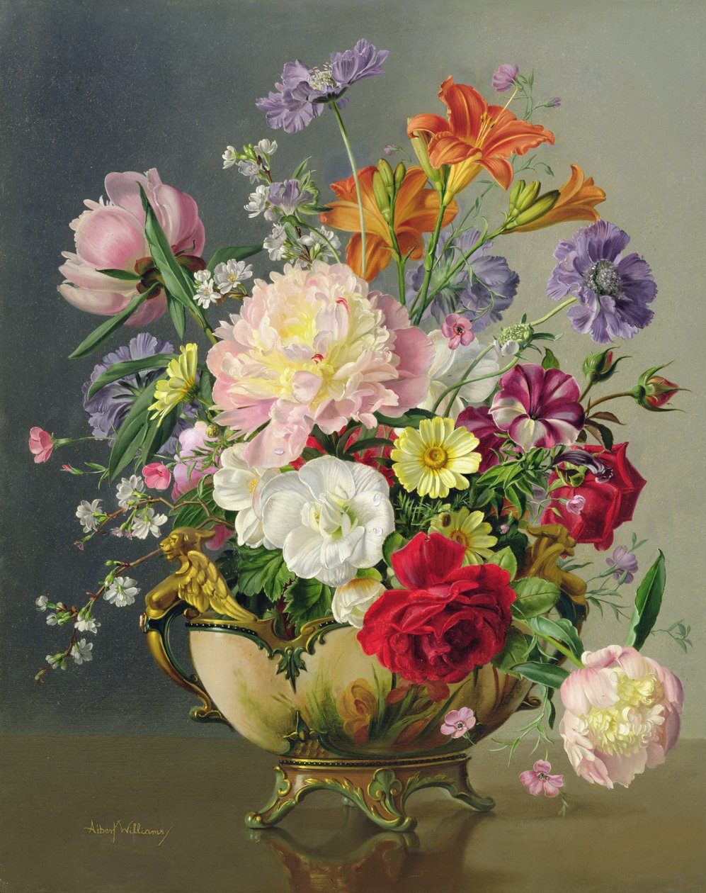 AB/242 Blomsterarrangement i en porcelænsterrin af Albert Williams