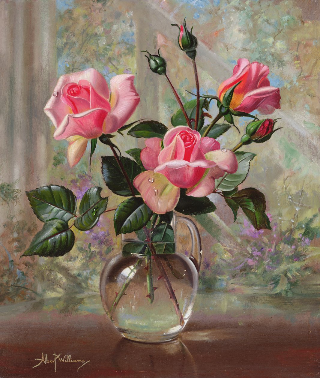 Madame Butterfly Roses i en glasvase af Albert Williams