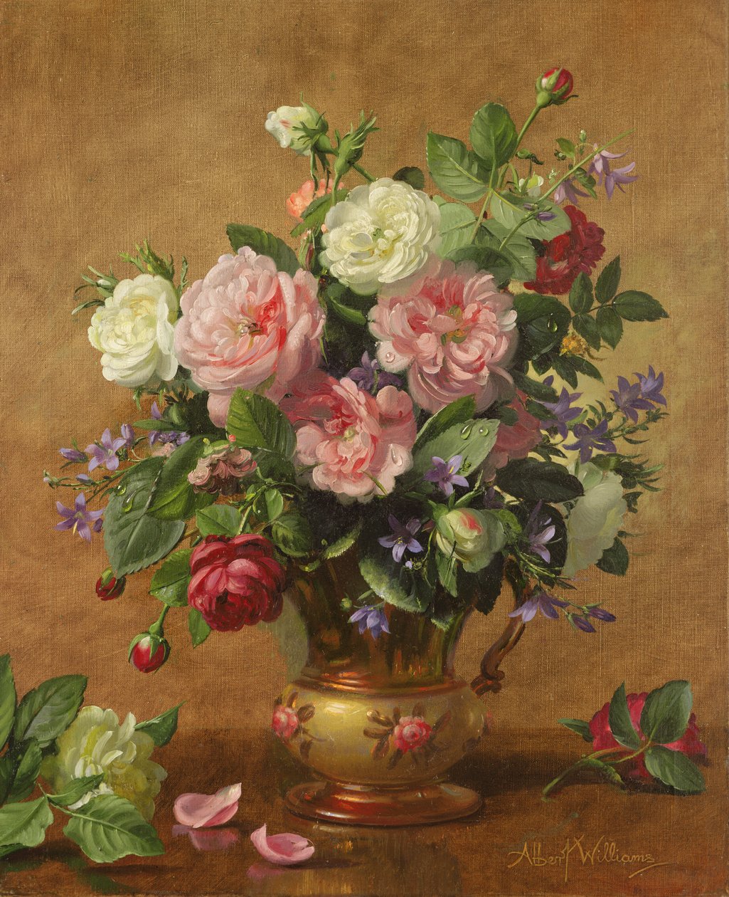 Roser i en roseemaljeret vase, 1995 af Albert Williams