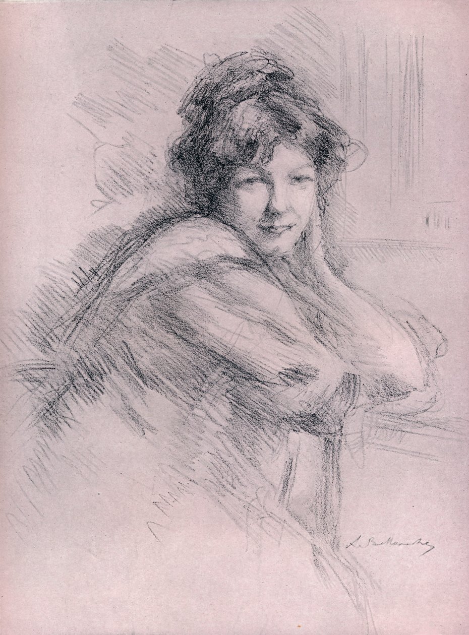 Litografisk portræt af en kvinde, c1905 af Albert de Belleroche