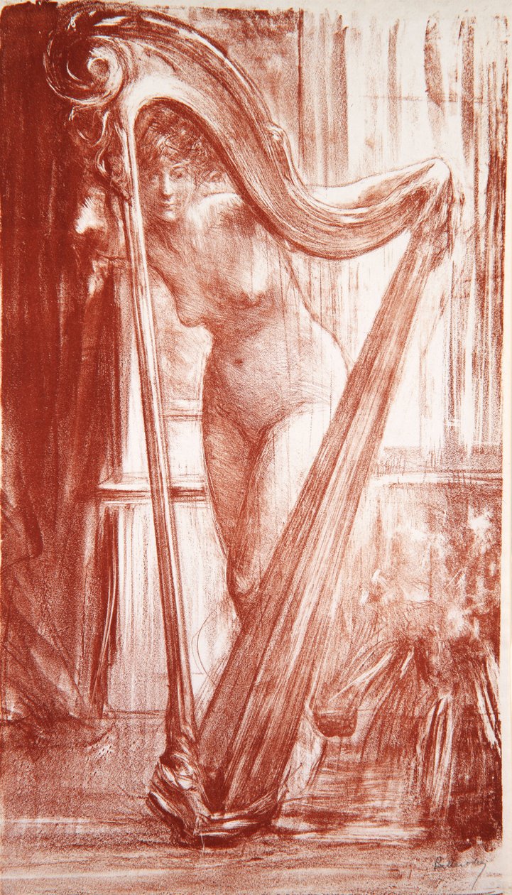 Ung pige med harpe, 1903 af Albert de Belleroche