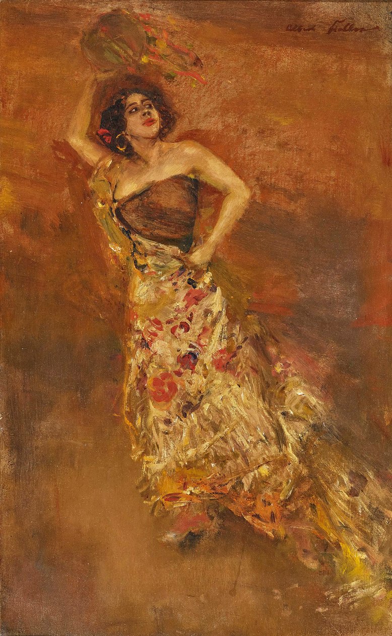 Den spanske danser Caroline Otèro som Carmen. af Albert von Keller
