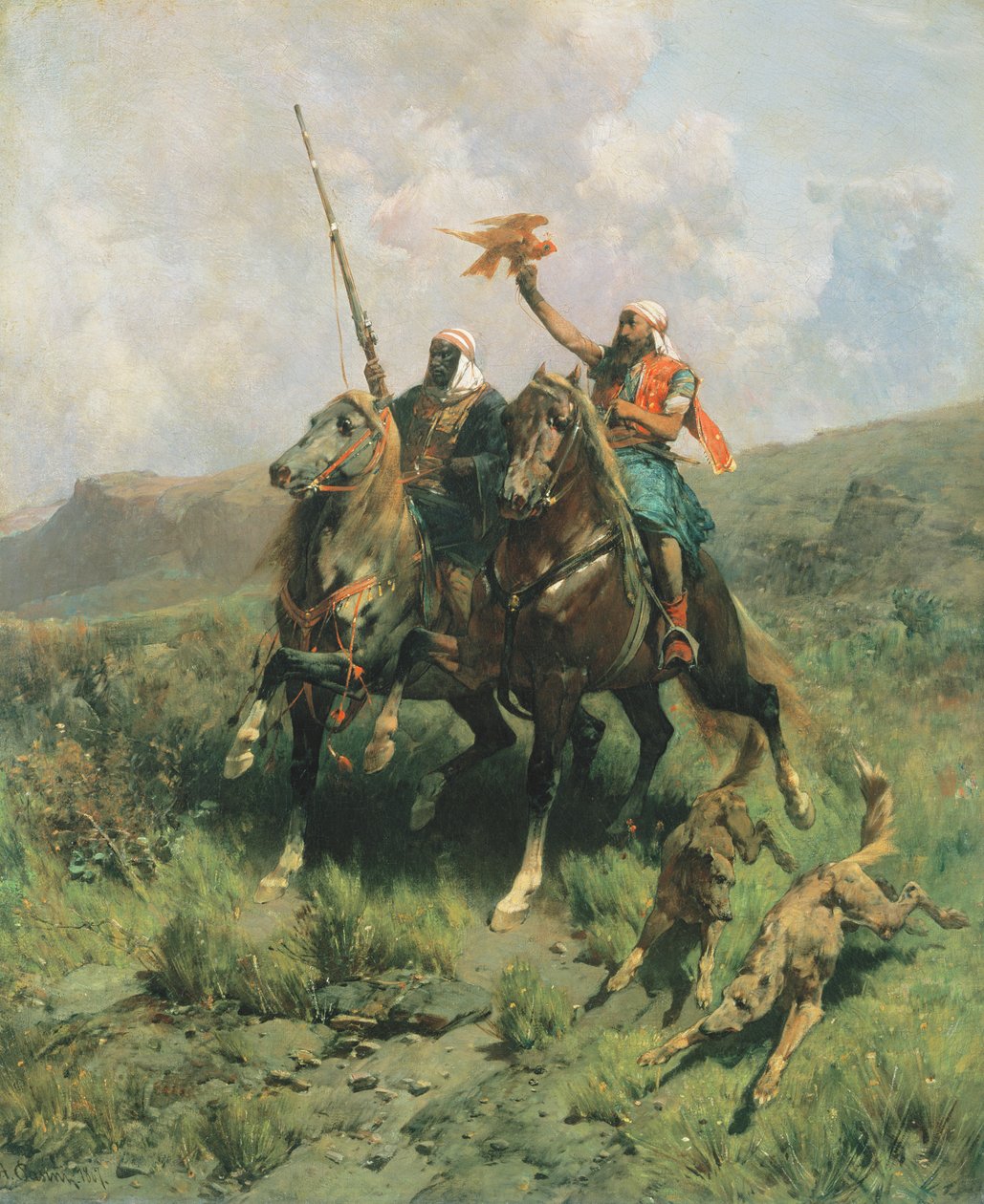 Arabere med en falk af Alberto Pasini