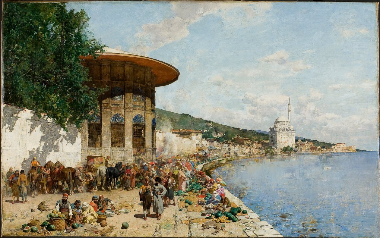 Markedsdag i Konstantinopel af Alberto Pasini