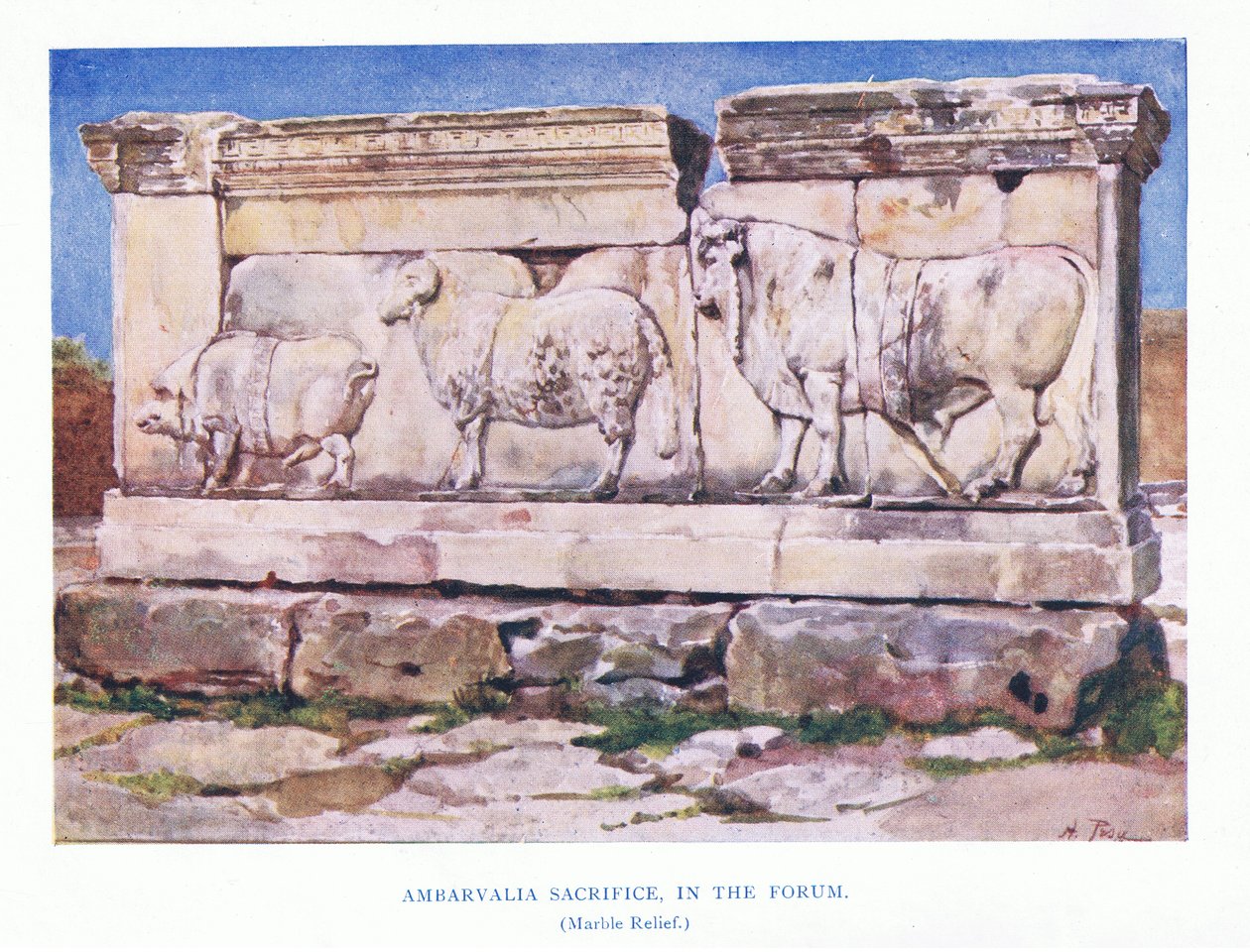 Ambarvalia-offer i Forum (marmorrelief), fra Rom udgivet af A & C Black Ltd, 1925 af Alberto Pisa