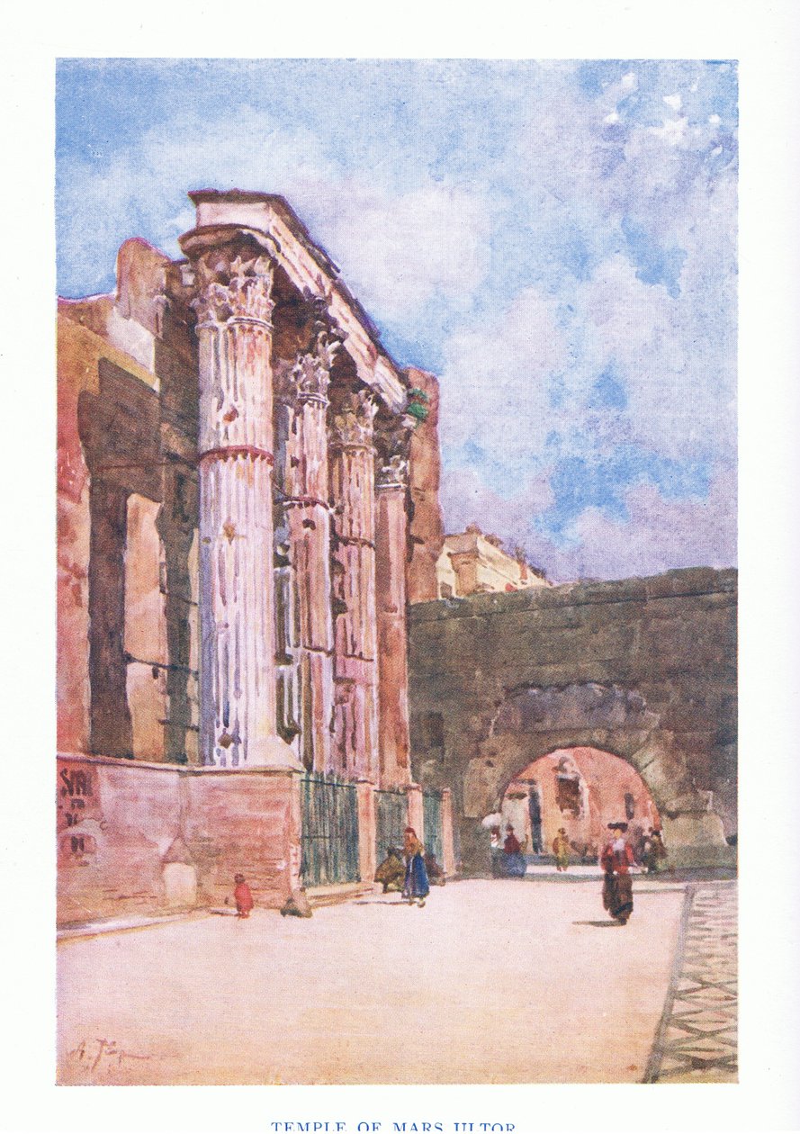 Temple of Mars Ultor (i Augustus Forum), fra Rom udgivet af A & C Black Ltd, 1925 af Alberto Pisa