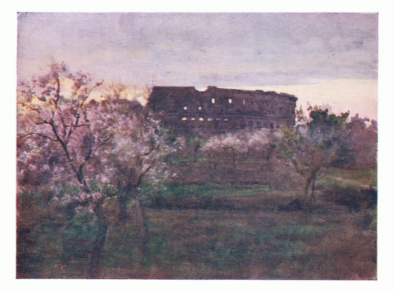 Colosseum ved solnedgang, fra Rom udgivet af A & C Black Ltd, 1925 af Alberto Pisa