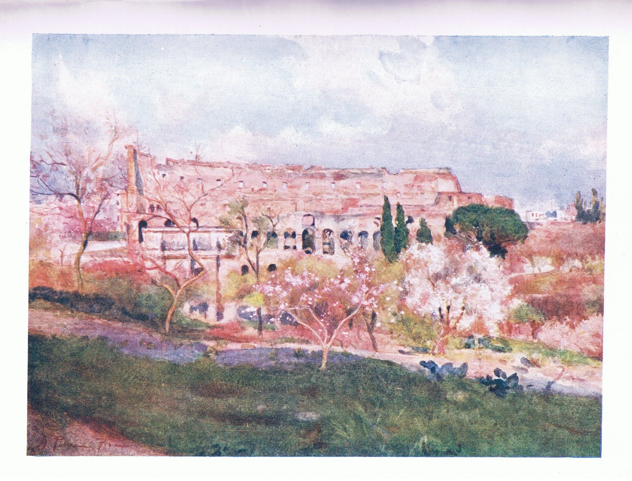 Colosseum på en forårsdag, fra Rom udgivet af A & C Black Ltd, 1925 af Alberto Pisa
