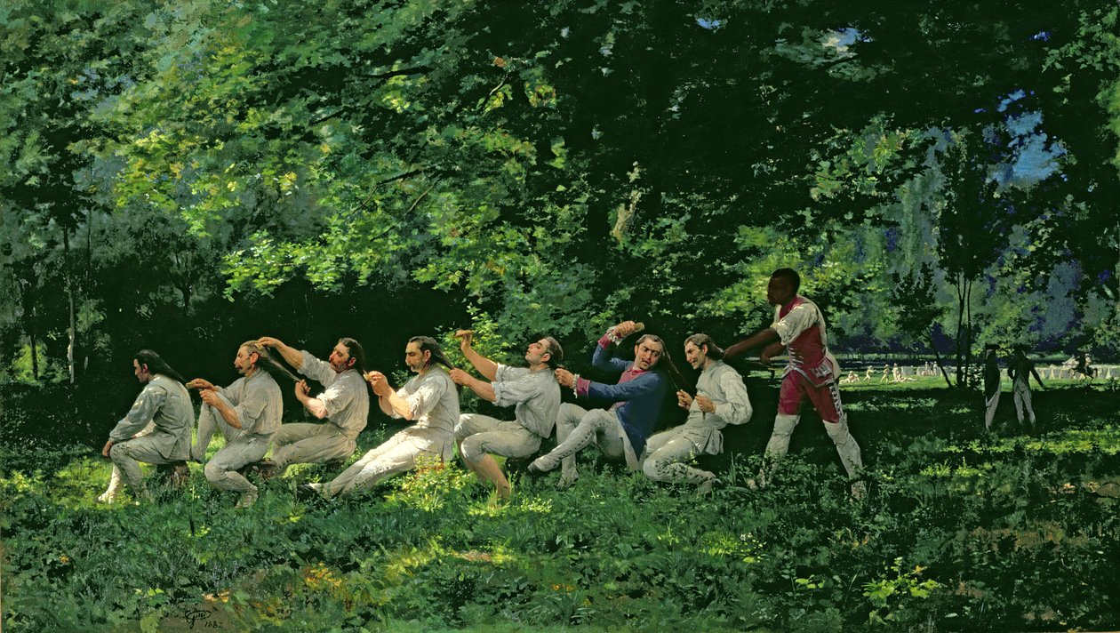 Soldater kæmmer deres hår, 1882 af Alberto Maso Gilli
