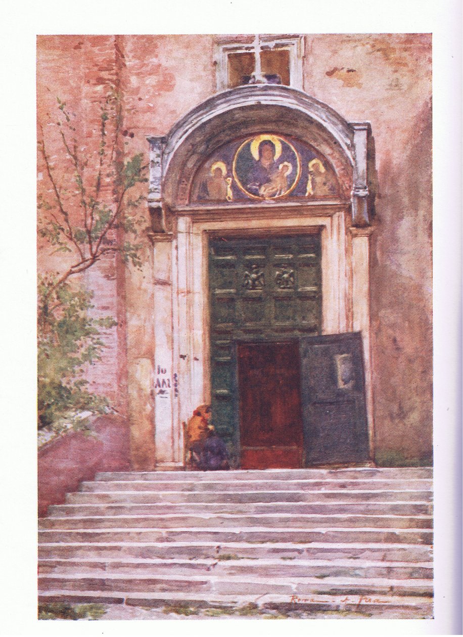Indgangen til Ara Coeli, fra Forum, fra Rom udgivet af A & C Black Ltd, 1925 af Alberto Pisa