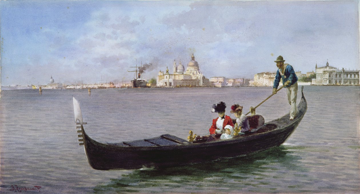Ude på lagunen: Venedig (akvarel på papir) af Alberto Prosdocini or Prosdocimi