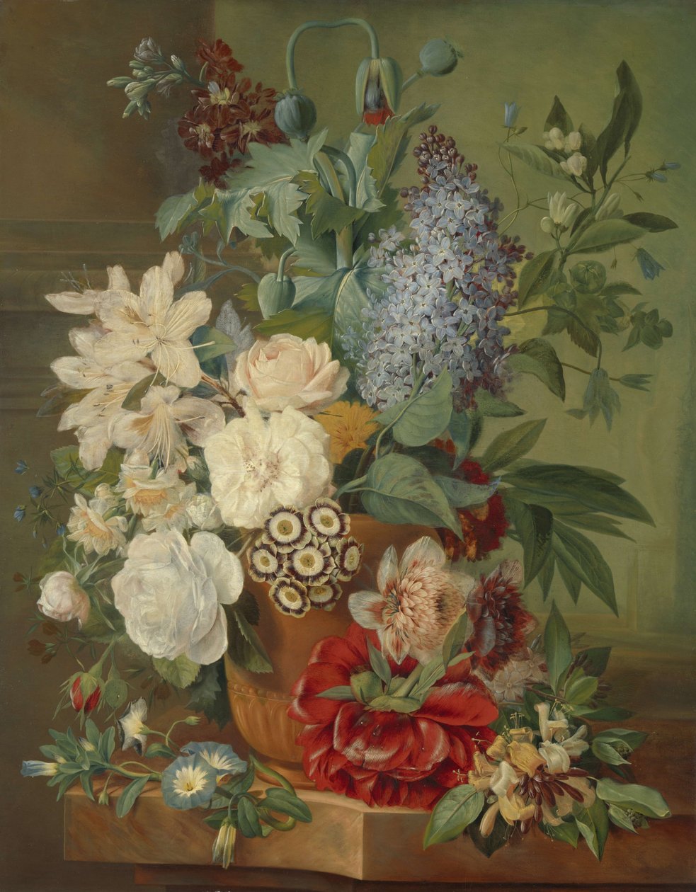 Blomster i en terracotta vase af Albertus Jonas Brandt