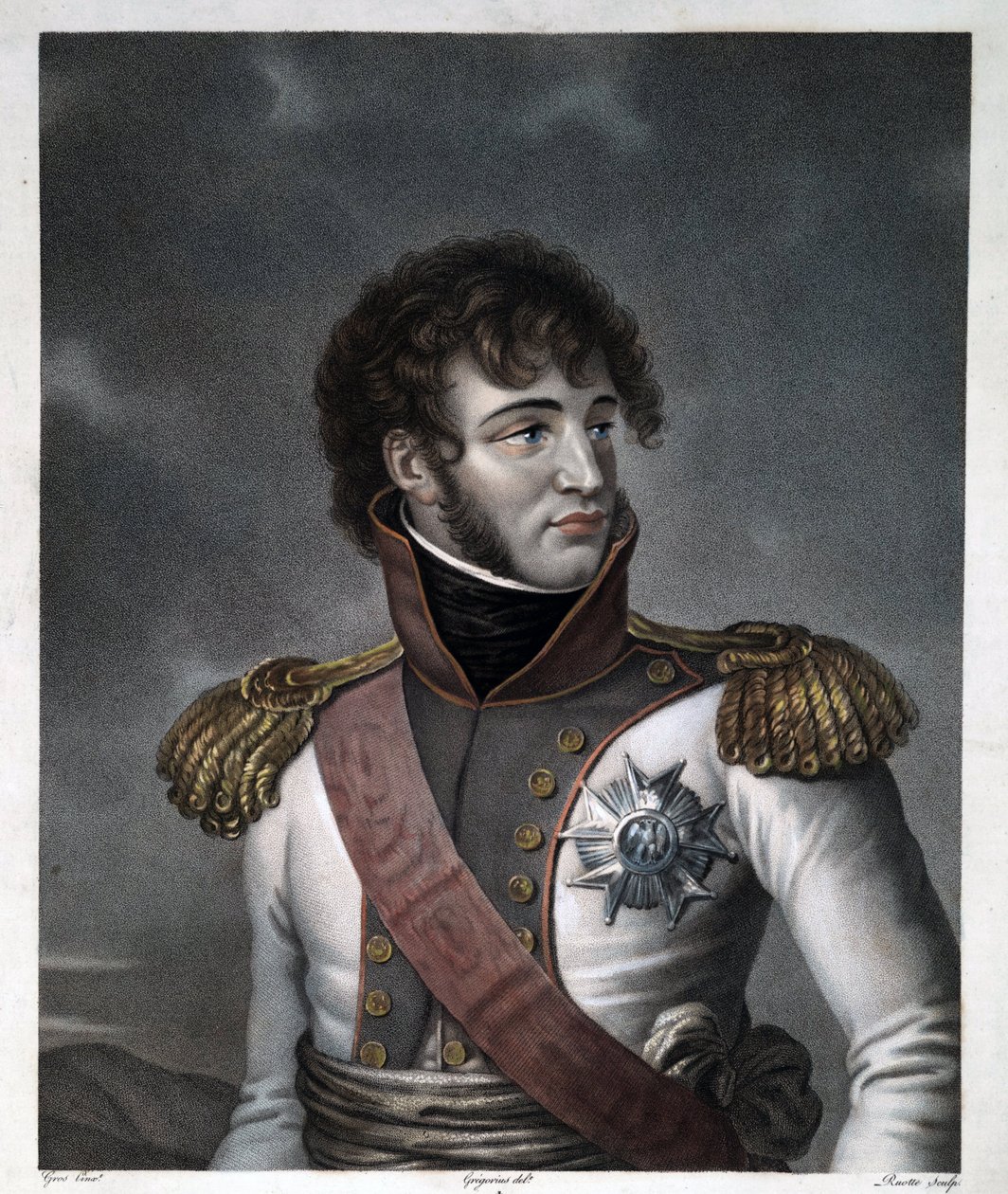 Portræt af Joachim Murat - Gregorius, Albert (1774-1853) - ca 1806 - Radering, akvarel - 48,5x38 - Privat samling af Albertus Gregorius