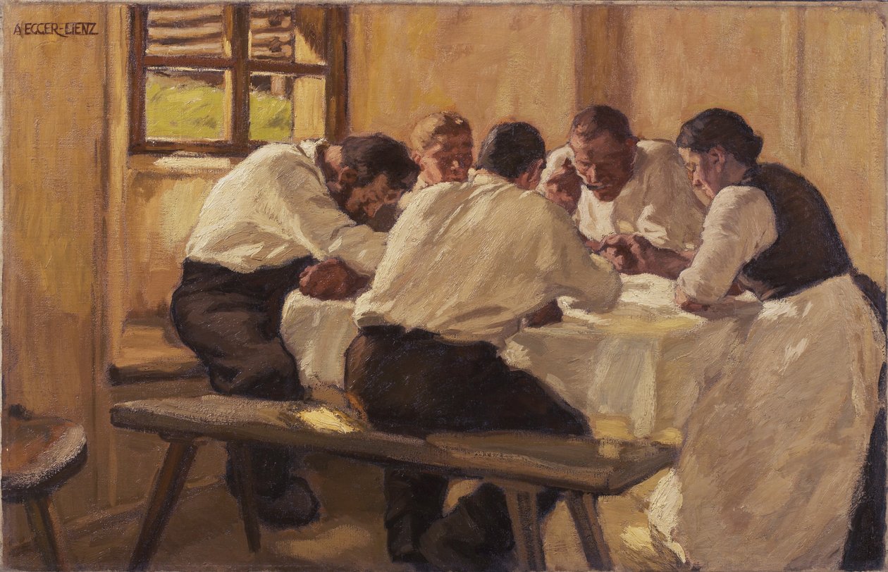Frokost suppen, version II, 1910 af Albin Egger Lienz