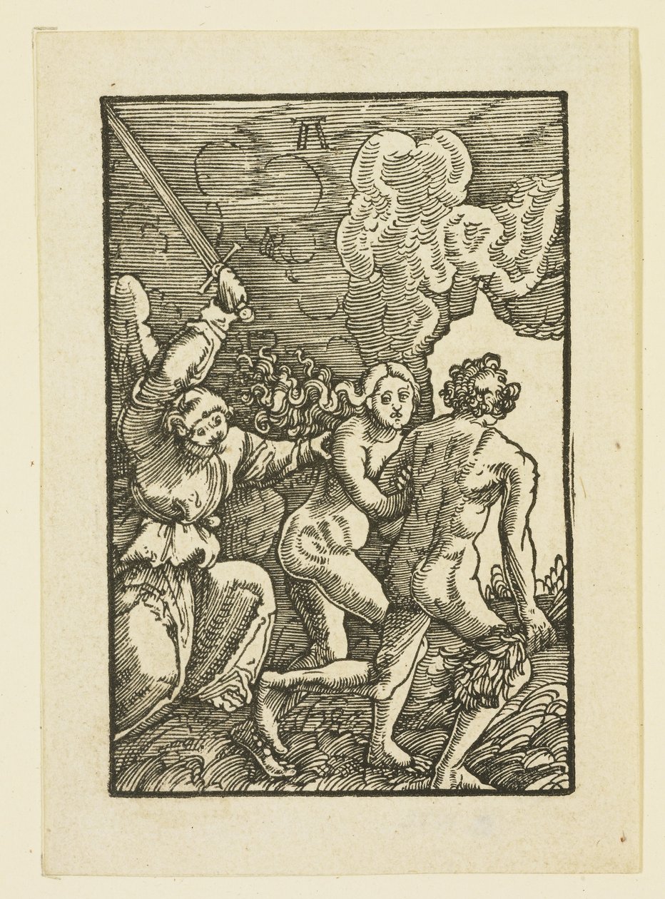 Adam og Eva drevet fra paradis af Albrecht Altdorfer